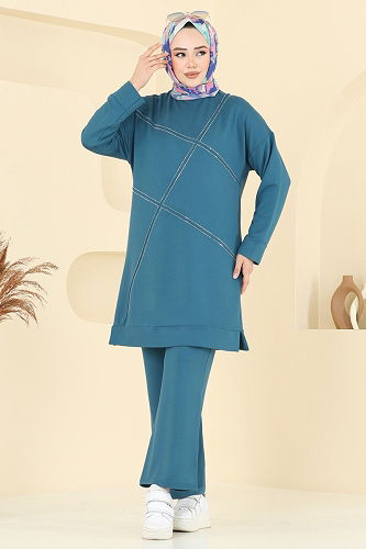 moda selvim طقم بترولي 2693AYD574 - Thumbnail