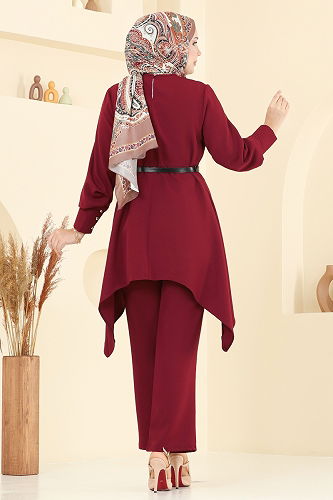 moda selvim طقم خمري 2695SL432 - Thumbnail