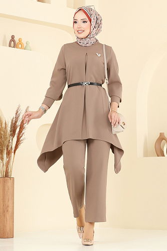 moda selvim طقم بيج غامق 2695SL432 - Thumbnail