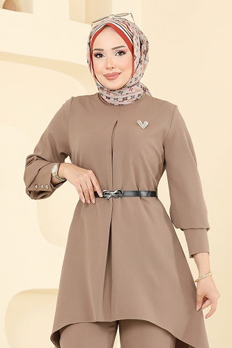 moda selvim طقم بيج غامق 2695SL432 - Thumbnail