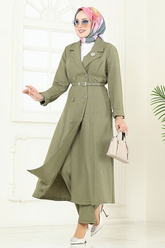 moda selvim طقم أخضر عشبي 2696SL432 - Thumbnail