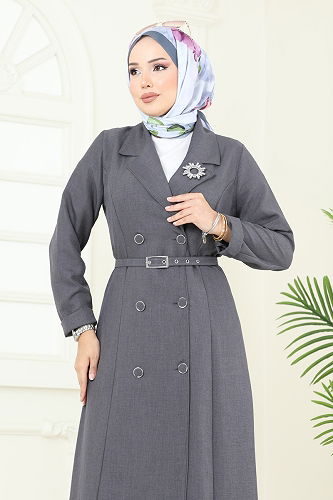 moda selvim طقم رمادي غامق 2696SL432 - Thumbnail