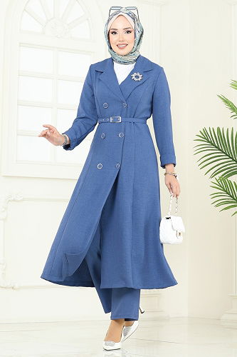 moda selvim طقم أزرق غامق 2696SL432 - Thumbnail