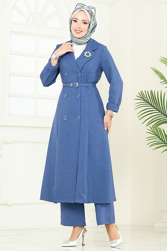 moda selvim طقم أزرق غامق 2696SL432 - Thumbnail