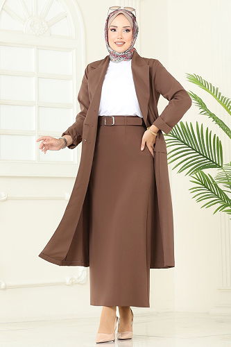 moda selvim طقم بيج غامق 2697SL432 - Thumbnail