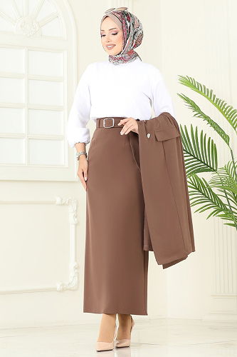 moda selvim طقم بيج غامق 2697SL432 - Thumbnail