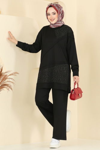 moda selvim طقم أسود 2699AYD574 - Thumbnail