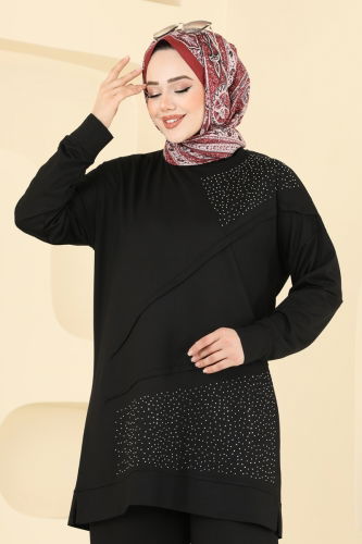 moda selvim طقم أسود 2699AYD574 - Thumbnail