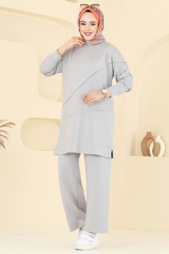 moda selvim طقم رمادي 2699AYD574 - Thumbnail