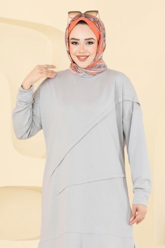 moda selvim طقم رمادي 2699AYD574 - Thumbnail