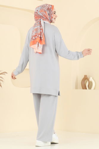 moda selvim طقم رمادي 2699AYD574 - Thumbnail