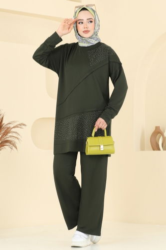 moda selvim طقم اخضر عفني 2699AYD574 - Thumbnail