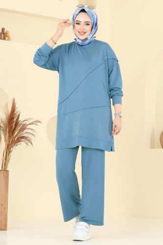 moda selvim طقم بترولي فاتح 2699AYD574 - Thumbnail