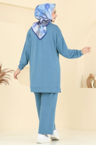 moda selvim طقم بترولي فاتح 2699AYD574 - Thumbnail