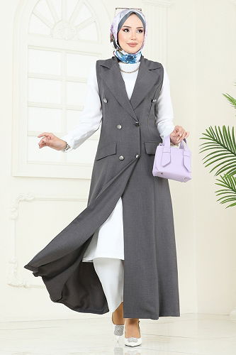 moda selvim طقم رمادي غامق & سكري 2699SL432 - Thumbnail