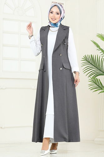 moda selvim طقم رمادي غامق & سكري 2699SL432 - Thumbnail