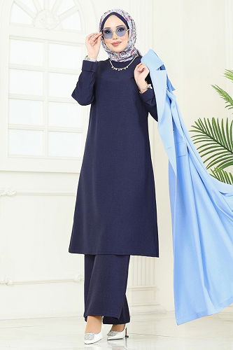 moda selvim Combined 2699SL432 Baby Blue & Navy Blue - Thumbnail