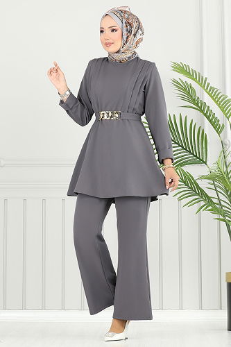 moda selvim طقم رمادي غامق 2700SL432 - Thumbnail