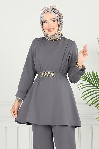 moda selvim طقم رمادي غامق 2700SL432 - Thumbnail