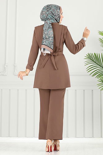 moda selvim طقم بيج غامق 2700SL890-M - Thumbnail