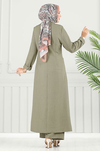 moda selvim طقم أخضر عشبي 2701SL432 - Thumbnail