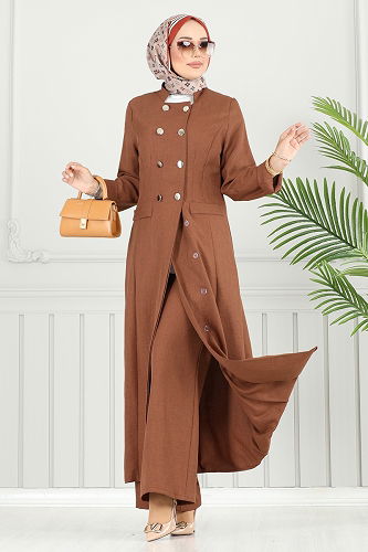 moda selvim طقم بني 2701SL432 - Thumbnail