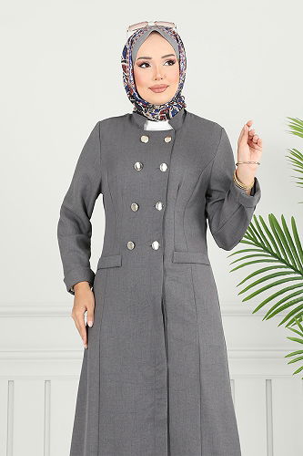 moda selvim طقم رمادي غامق 2701SL890-M - Thumbnail