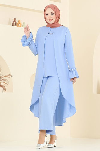 moda selvim طقم أزرق فاتح 2702SL432 - Thumbnail