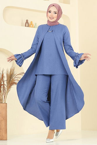 moda selvim طقم أزرق فاتح 2702SL432 - Thumbnail