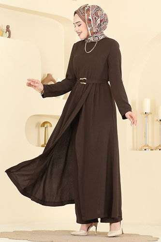 moda selvim طقم بني 2702TPK1167 - Thumbnail