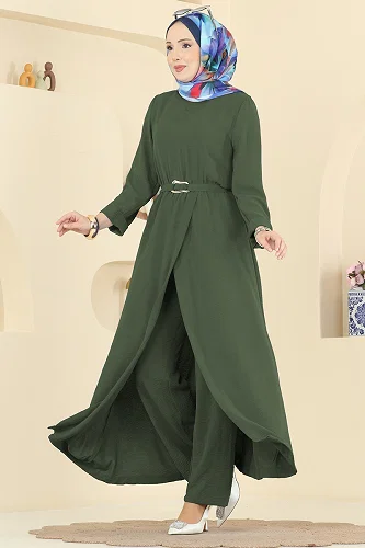 moda selvim طقم اخضر عفني 2702TPK1167 - Thumbnail