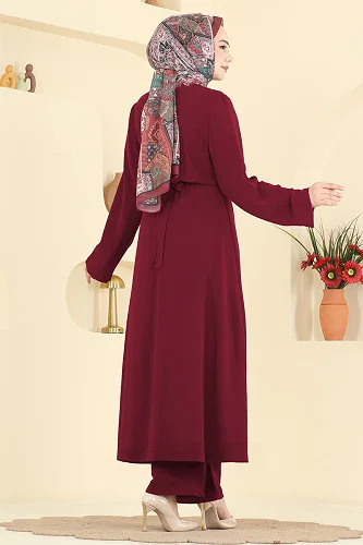 moda selvim طقم خمري 2702TPK1167 - Thumbnail