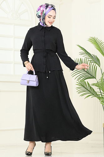 moda selvim طقم أسود 2703SL432 - Thumbnail