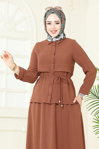 moda selvim طقم بني فاتح 2703SL432 - Thumbnail