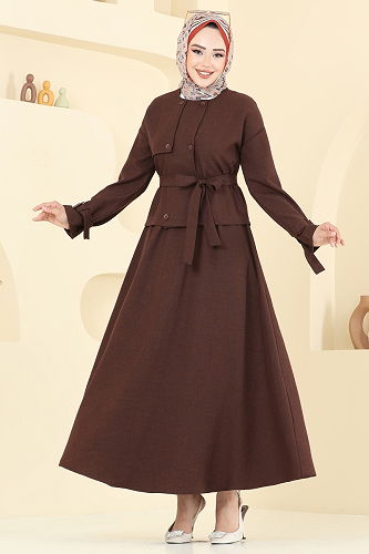 moda selvim طقم بني غامق 2704SL432 - Thumbnail