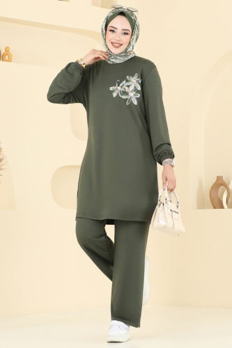 moda selvim طقم اخضر عفني 2706AYD574 - Thumbnail