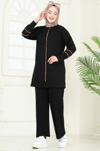 moda selvim طقم أسود 2707AYD574 - Thumbnail