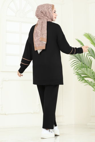 moda selvim طقم أسود 2707AYD574 - Thumbnail