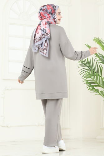 moda selvim طقم رمادي 2707AYD574 - Thumbnail