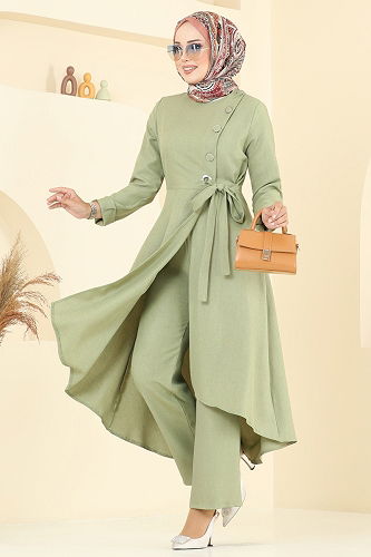 moda selvim طقم أخضر عشبي 2707SL432 - Thumbnail