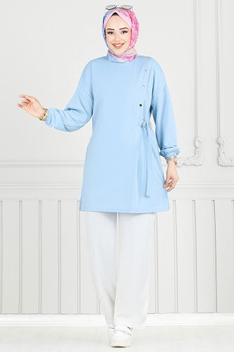 moda selvim Combined 2708AYD574 Baby Blue & Ecru - Thumbnail