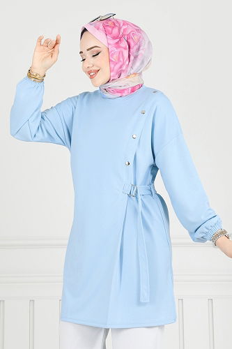 moda selvim Combined 2708AYD574 Baby Blue & Ecru - Thumbnail