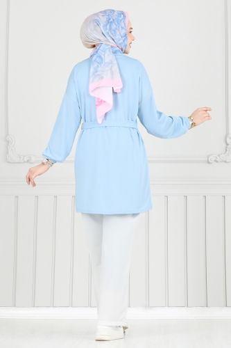 moda selvim Combined 2708AYD574 Baby Blue & Ecru - Thumbnail