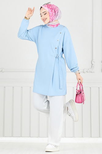 moda selvim طقم أزرق فاتح & سكري 2708AYD574 - Thumbnail