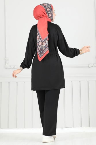 moda selvim طقم أسود 2708AYD574 - Thumbnail