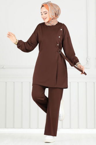 moda selvim طقم بني 2708AYD574 - Thumbnail