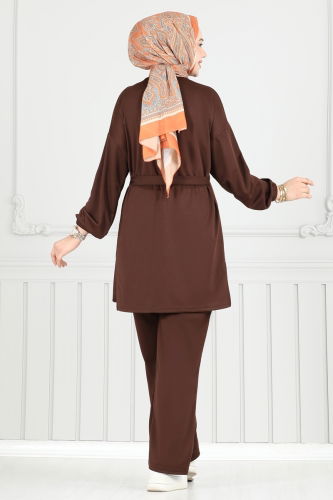moda selvim طقم بني 2708AYD574 - Thumbnail