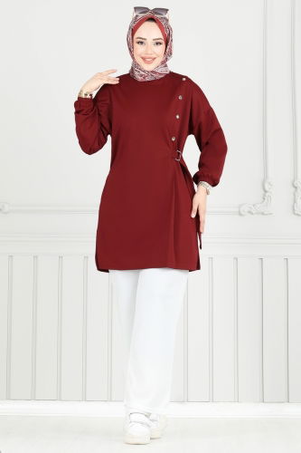 moda selvim Combined 2708AYD574 Burgundy&Ecru - Thumbnail