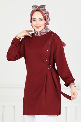 moda selvim Combined 2708AYD574 Burgundy&Ecru - Thumbnail