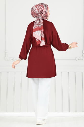 moda selvim Combined 2708AYD574 Burgundy&Ecru - Thumbnail